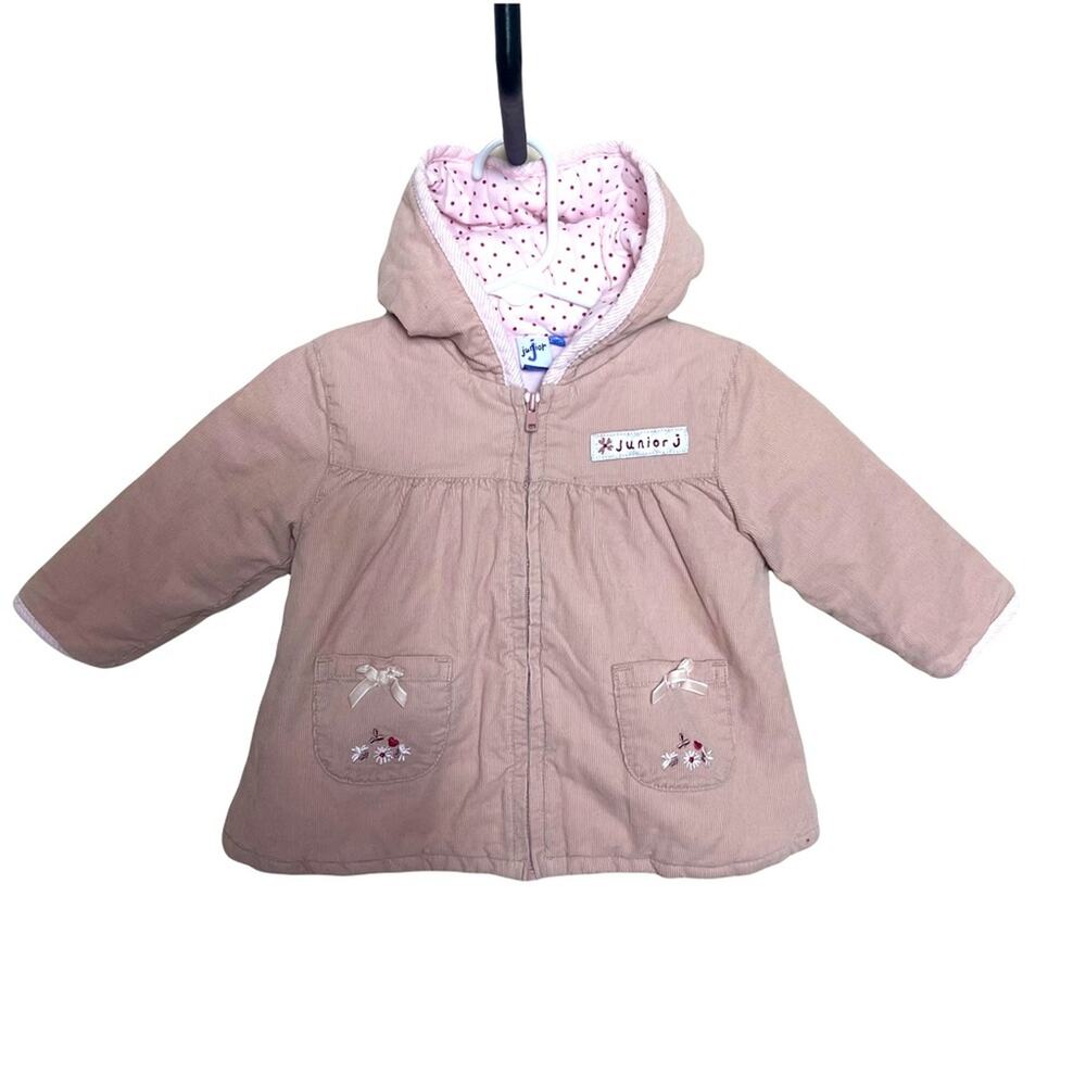 Jasper Conran Hooded Corduroy Front Zip Jacket Blush Pink Baby 6-9 Months
